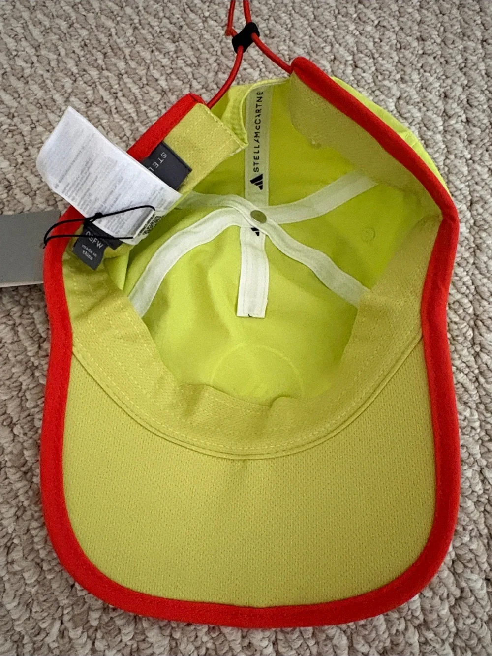 Adidas by Stella McCartney Neon Yellow Cap with Red Trim and White Logo NWT